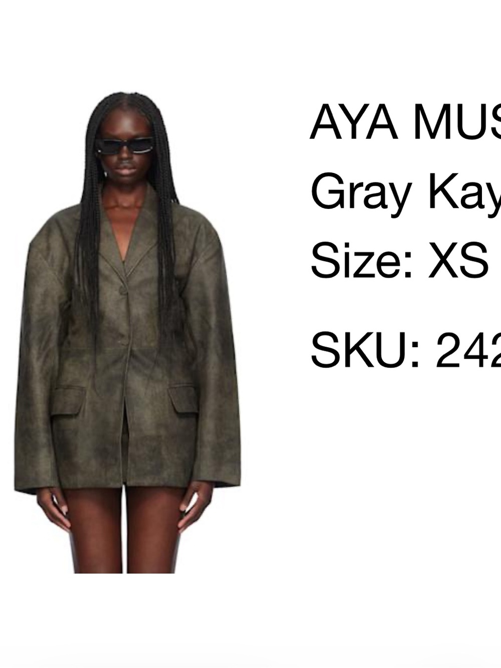 Aya Muse Olive Gray Leather Blazer